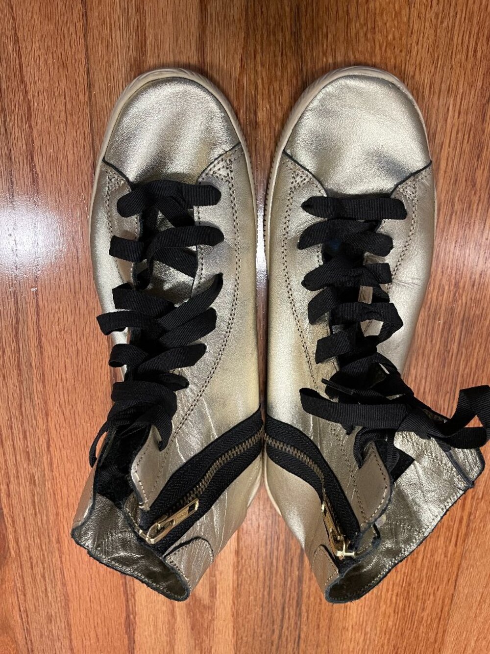 Osklen Arpoador Soft Metallic Gold Leather High Tops Size 9 Brazil BR 38